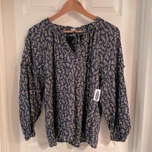 Blue Floral Old Navy Ruffle Blouse NEW